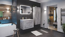 Set di mobili da bagno Firenze 90 (4 parti/B) grigio cemento e specchio a LED