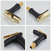 Leekayer Rubinetti per lavandini bagno Miscelatore Monocomando per Lavabo Rubinetto Bagno Lavabo Miscelatore nero/oro Cromato Cascata Durevole Rubinetto