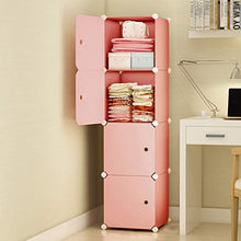 Locker Armadio Armadio Rimovibili di Plastica Noleggio Scaffali Abbigliamento Home Camera A 4 Strati Dormitorio Rosa MUMUJIN (Size : 39X47X111CM)