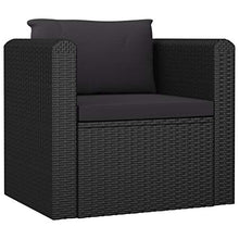 SKM Poltrona con Cuscini in Polyrattan Nero