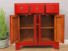 Yajutang - Cassettiera cinese con 3 cassetti, 4 ante, colore: Rosso