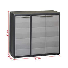 Cikonielf Armadio da giardino in plastica con 3 ante e 2 ripiani 97 x 38 x 87 cm