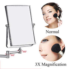 FOGUO Specchio Ingranditore da Parete Quadrato, Specchio Cosmetico, Ingrandimento 3X, 360° Testa Orientabile, Allungabile, per Truccare, Indossare, Radere