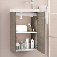 24010555 Baikal - Mobile con lavabo e Specchio Toilette, Legno di Rovere Grigio