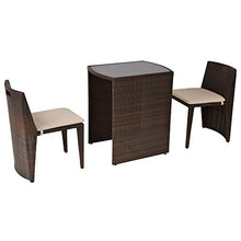 Outsunny Set 2 Pezzi Mobili da Giardino in Rattan con 1 Tavolo e 2 Sedie con Cuscini, Design Salvaspazio, Marrone