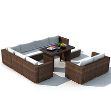 Tidyard -Set Divani da Giardino 10 pz con Cuscini in Polyrattan, Set Divano Esterno, Set di Mobili da Giardino Marrone - Arredi Casa