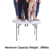 Tavolo pieghevole rotondo da esterno pieghevole da 128 cm, bianco, beige