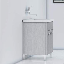 Mobile Lavatoio, L.60xP.50xH.86.5, Grigio, Vasca in Ceramica, con Strofinatoio Integrato