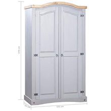 Armadio in Legno di Pino Messicano Corona Range 2 Porte Grigio