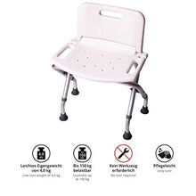 ONVAYA® sgabello da bagno 150kg | sgabello da doccia | sedile da doccia | sedia da doccia | bianco con schienale