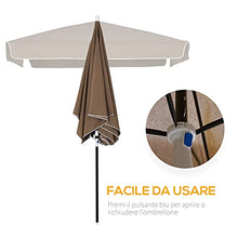 Outsunny Ombrellone da Esterno 200x200cm, Terrazza, Giardino con Tettuccio Quadrato, Regolabile e Portatile, caffè