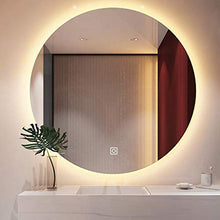 Specchio da bagno a LED Rotondo con Interruttore antiappannamento e Touch,Specchio Lampada dimmer Continuo,Specchio da Parete a retroilluminazione Impermeabile a Risparmio energetico(Luce Bianca/Cal