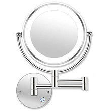 HGXC Specchio per Il Trucco con Montaggio a Parete orientabile su Due Lati Montato a Parete - Pulsante a sfioramento con ingrandimento 10x Luce Regolabile, Spina UK