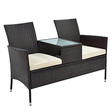 Moimhear Set di mobili da Giardino in polyrattan, con Tavolo da 2 posti, Design in Rattan (Marrone)
