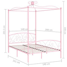 SKM Letto a Baldacchino Rosa in Metallo 140x200 cm