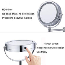 Specchio da Bagno a LED con Specchio da Trucco a Specchio Struttura Pieghevole Rotazione a 360 ° Funzione di Zoom della Superficie dello Specchio HD Specchio a LED Argento da 8,5 Pollici
