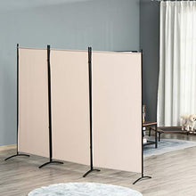 homcom Paravento a 3 Pannelli Pieghevole, Frangivista Divisorio per Ambienti in Metallo e Poliestere 253x50x182cm Beige