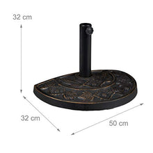 Relaxdays Base per Ombrellone Semicircolare, da Esterno, Appesantito, Giardino & Terrazza, Aste D 38mm, 50x32, Marrone
