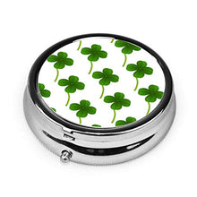 Lucky Four Leaf - Contenitore rotondo per pillole a 3 scomparti, in metallo, per medicina e vitamina