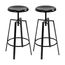 homcom Set 2 Sgabelli da Bar Rotondi Altezza Regolabile con Poggiapiedi, Senza Schienale, Stile Industriale, Nero, 40x40x 68-83cm