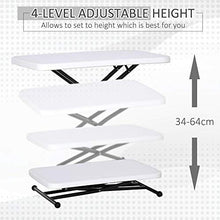 giordano shop Tavolino Pieghevole da Giardino 64x46x34-64 cm Alzata Regolabile Nero e Bianco