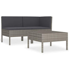 SKM Set Divani da Giardino 3 pz con Cuscini in Polyrattan Grigio (19.5kg)
