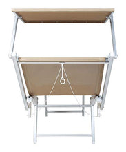 VERDELOOK Rimini, Lettino da Mare con Parasole, 186x61x38 cm, sabbia
