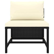 Festnight Divano da Giardino a 4 Posti con Cuscini Bianco Crema in Polyrattan Nero