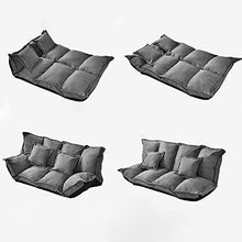 PUCHIKA Lazy - Divano letto per interni, poltrona con funzione sleep, lavabile, con 2 cuscini da pavimento, sedia da 1,6 m, grigio