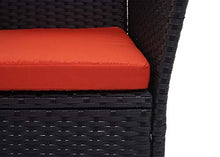 Mendler Divano Sofa per l'esterno Doppia Seduta portavivande HWC-E24 polyrattan Nero Cuscini Arancione