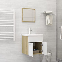 vidaXL Set Mobili da Bagno 2 pz Bianco e Rovere Sonoma in Truciolato