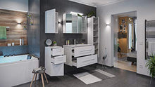Set di mobili da bagno Firenze 90 (5 parti/C) bianco lucido e armadio a specchio