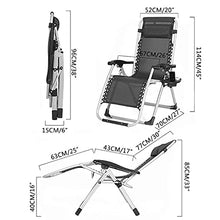 PAKUES-QO Sedia da Giardino Pieghevole Regolabile per Esterni Sedia da Giardino a gravità Zero con Supporto per Cuscino Rimovibile 440Ibs (Nero)