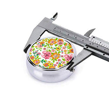 Ditsy - Contenitore rotondo per pillole con fiori floreali, rosa, arancione, 3 scomparti, in metallo, per medicina e vitamina