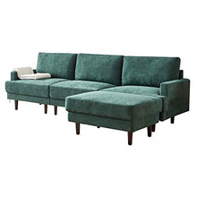 belupai Divano moderno in tessuto, a forma di L, 3 posti, con ottomana, 266 cm, smeraldo