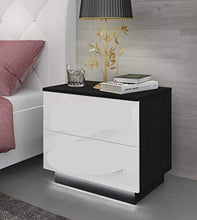 FFAN Comodino con cassetti e luci LED Comodino Comodino Comodino Push to Open Console Notte Lucida