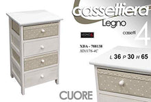 Gicos Mobile cassettiera Comodino comò in Legno 4 cassetti Cuore 36 * 30 * 65 cm Shabby Chic XDA-708138