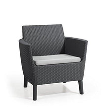 Keter Salemo Lounge Set, Set Mobili da Giardino in Rattan con Divano 2 Posti 2 Poltrone e Tavolino Porta Cuscini, Grafite - Arredi Casa