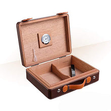 FxsD Leather Cigar Box con Finto Esterno Cedar Fodera, Portatile Viaggi Sigaro umidificatore con la Maniglia, Built-in igrometro e umidificatore, può Contenere 35 Sigari ## (Color : A)