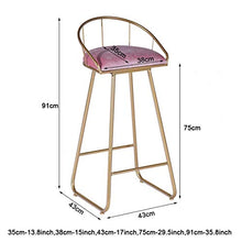 FLYTYSD Moderno Bar Sgabelli con I Piedini di Metallo Oro, Bar Moderno Altezza Sedia di Velluto Imbottito Sedile Imbottito, Bar Bistro Cucina Dining Chair Sgabelli,75cm