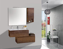 mazzoni Mobile da Bagno Sospeso 100cm Pensile P18cm Boston 15 Noce Scuro Frassinato