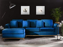 Beliani Divano Angolare in Velluto Blu Scuro Versione Destra Oslo
