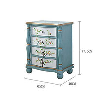 Comodino Comodino 4 cassetti, Antico Afflitto Verniciato Comodino Retro Paese Comodino Quattro cassetto Locker Blu Piccolo Comodino contemporanea (Color : Blue, Size : 65x40x77.5cm)