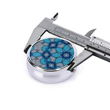 Contenitore rotondo per pillole in metallo con motivo mandala marocchino blu, 3 scomparti, per medicina e vitamine, per viaggi all'aperto