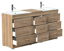 Mobile bagno a terra Vitro Classic con lavabo in vetro rovere chiaro