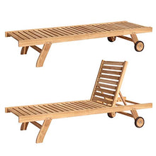 BENEFFITO SALENTO – Sdraio in teak – Schienale reclinabile – Due ruote – Solido e resistente alle intemperie – 200 x 65 x 35 cm – Peso massimo 150 kg