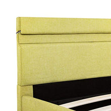 vidaXL Giroletto Idraulico con Contenitore e LED Moderno Salvaspazio Robusto a Doghe Letto Imbottito Struttura Telaio Lime Giallo Tessuto 180x200cm