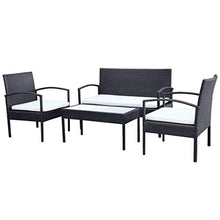 FAMIROSA Set Divani da Giardino 4 pz con Cuscini in Polyrattan Nero-2673
