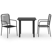 SKM Set da Pranzo da Giardino 3 pz Nero in Vetro e Acciaio