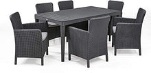 Elegante design combinato con effetti di vite circolare superiore e effetto ardesia, il tavolo esterno può ospitare 6 persone,Grey